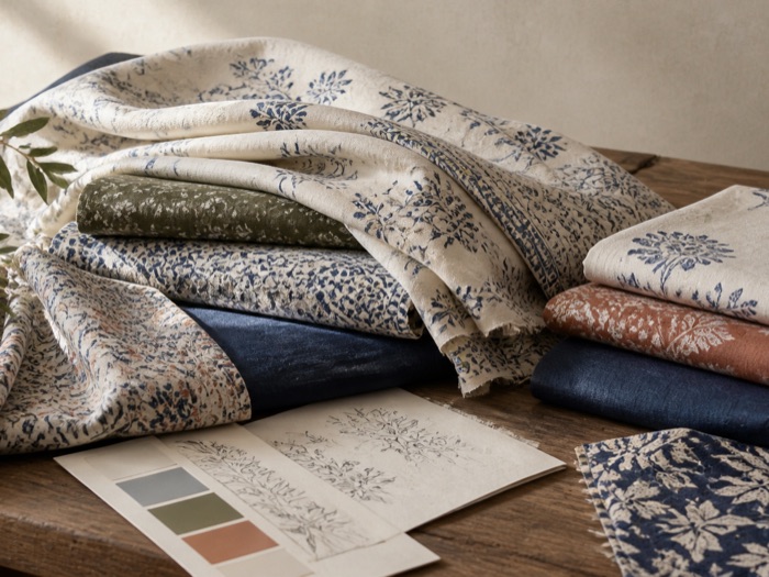 Folded and draped printed cotton, photographed as material rather than premises.