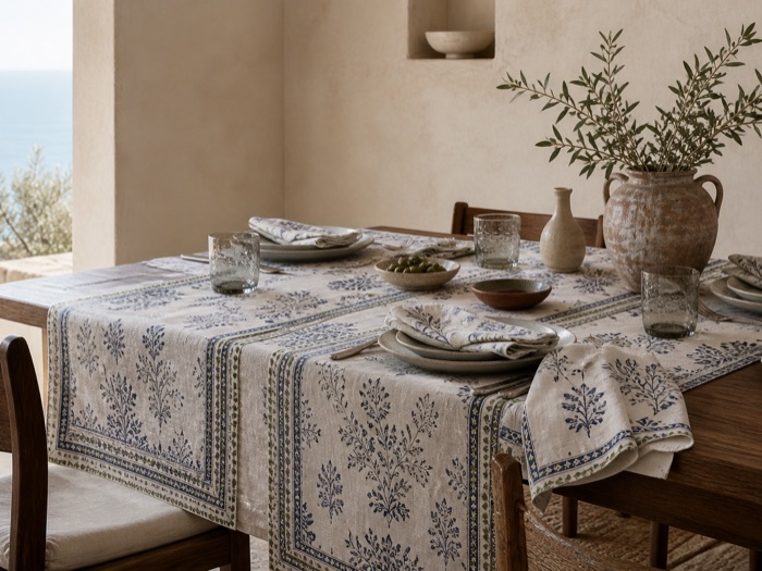 A finished printed table linen product from a client project.