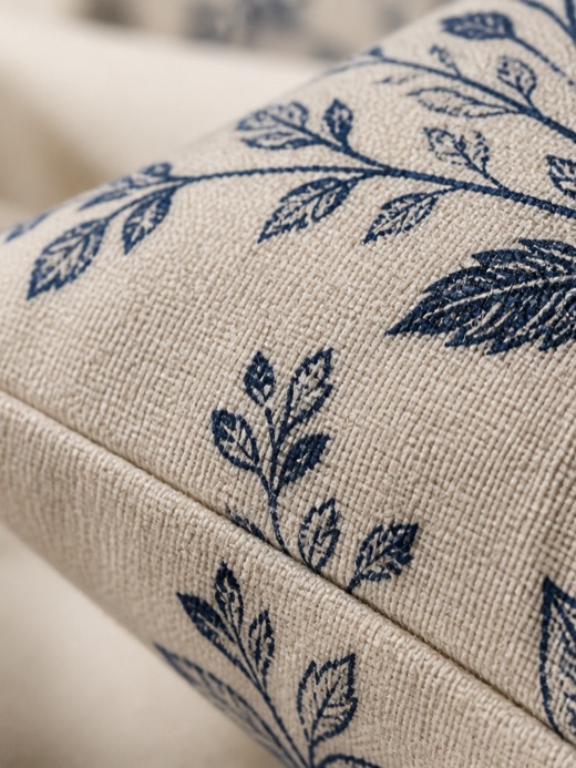 Macro of a printed edge meeting a stitched hem.