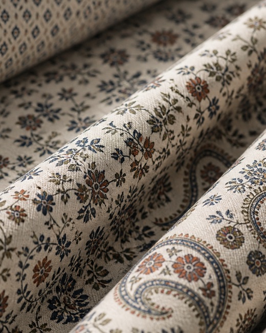 Close view of a shirting print and the weave structure beneath it.